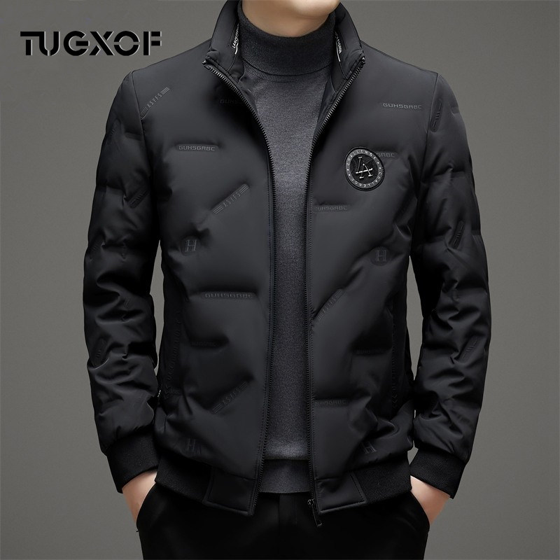 新款加厚短款立领羽绒服男士冬季白鸭绒气质商务男装外套中年爸爸