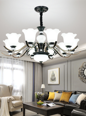 美式客厅吊灯5080铁艺LED大气简约欧式家用现代卧室餐厅北欧套餐