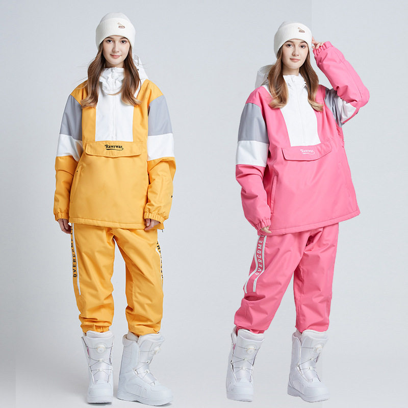 滑雪服套装男女保暖滑雪衣防风防水透气单板夹棉情侣款雪服套装