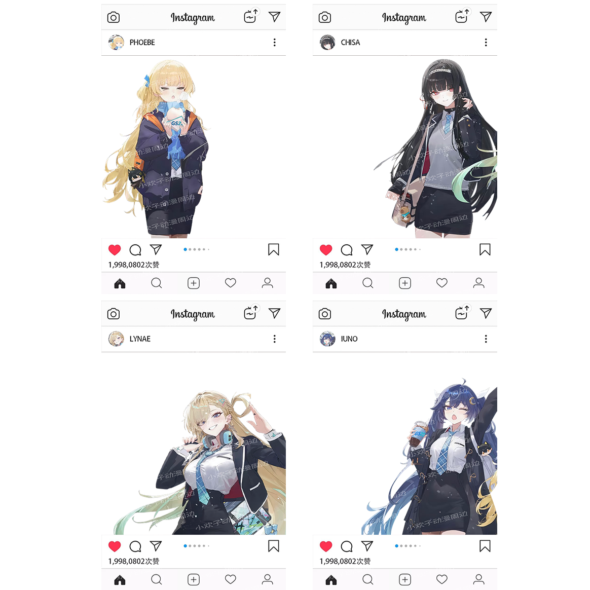 鸣潮同人合影透卡千咲菲比琳奈尤诺拍照打卡亚克力高清覆膜周边