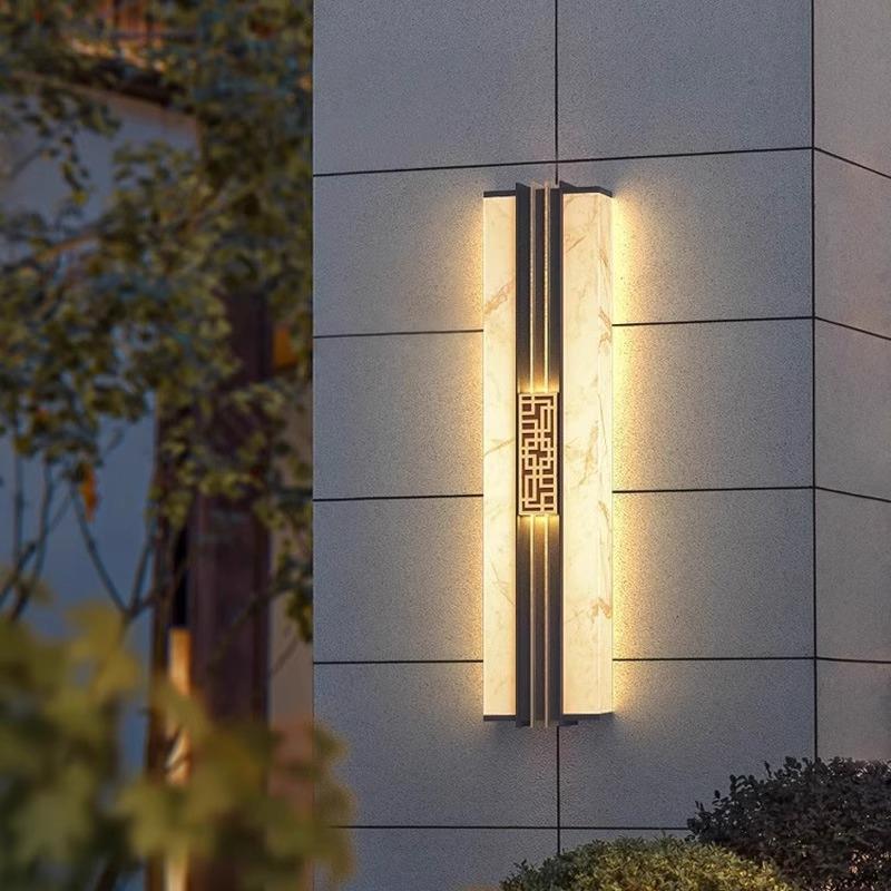 新中式金光闪闪太阳能户外壁灯防水别墅庭院大门外墙灯室外露台