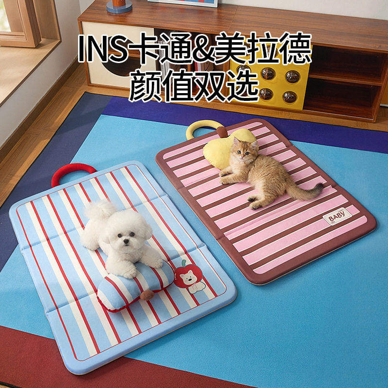 宠物冰垫猫狗四季凉垫夏季降温防水卡通条纹睡垫子