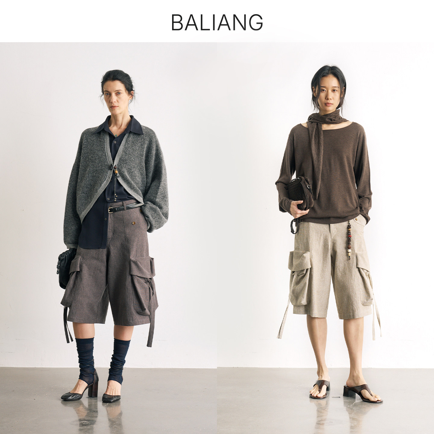 BALIANG捌梁〔朴作〕亚麻宽松多口袋飘带休闲阔腿工装七分中裤女,女装/女士精品,休闲裤,淘宝优惠券,粉丝福利购,淘宝优惠卷