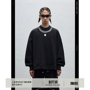 BALIANG「捌樑」 组合项链错视印花廓形开衩双面精棉套头卫衣