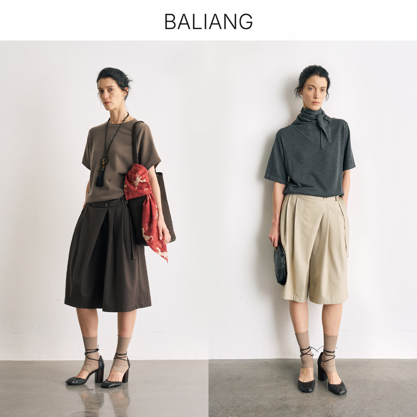 BALIANG捌梁〔更迭〕打褶叠褶A字伞裙中裤阔腿裙裤腰带短裤西裤,女装/女士精品,裙裤,淘宝优惠券,粉丝福利购,淘宝优惠卷