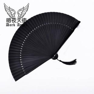 竹骨折扇乌金铁扇扇子男生霸气防身钛合金扇子钢骨折扇简约现代