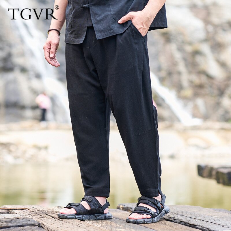 老钱风慵懒休闲裤男2026春夏款高端天然亚麻纯色通勤垂感直筒长裤