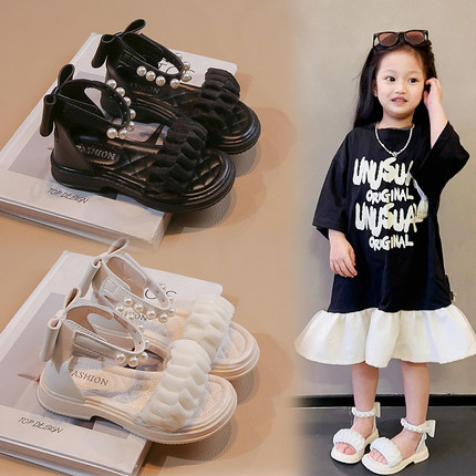 ABC Fond女童公主凉鞋2024夏季新款小女孩白色时装凉鞋时尚洋气款