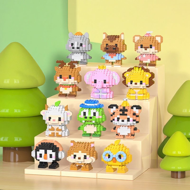 兼容某高拼装小动物积木儿童小礼物摆件玩具卡通公仔积木摆件益智