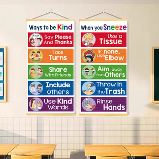 国际学校课堂class rules英语教室规则挂画班级文化墙环创装饰画