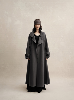 Elywood双开门襟立领外套保暖抗风高级小众羊毛长款日常通勤大衣