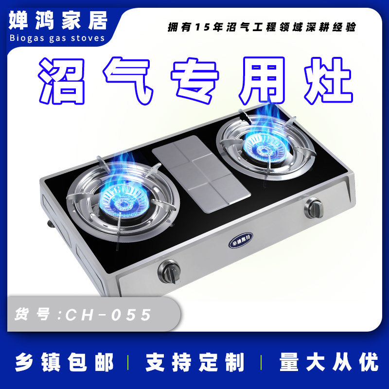 农村沼气灶沼气猛火灶沼气炉头台式双灶家用沼气配件沼气燃气灶图片