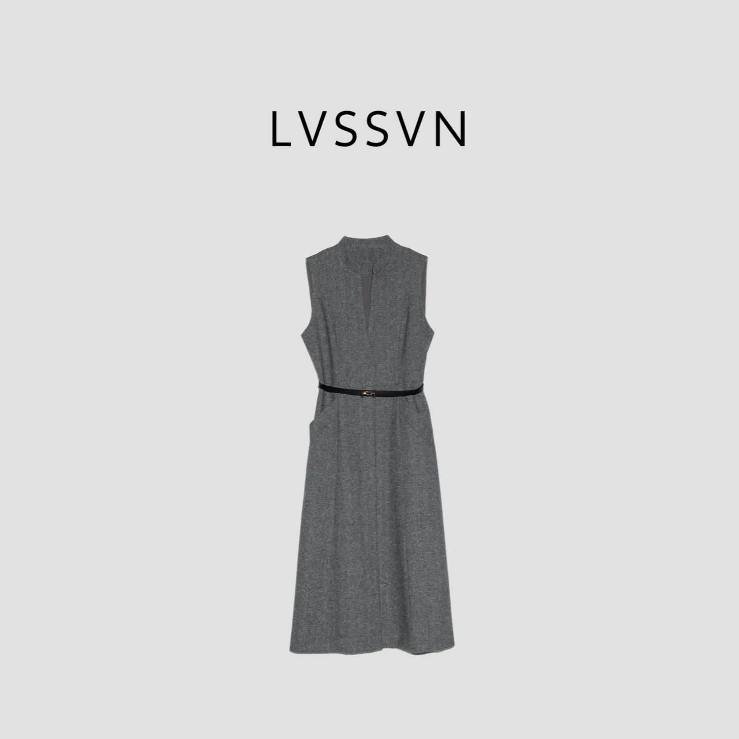LVSSVN/露裳2025AW【春雾灰调】强缩羊毛女士无袖连衣裙 L-30632