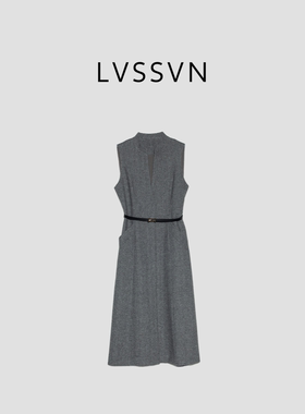 LVSSVN/露裳2025AW【春雾灰调】强缩羊毛女士无袖连衣裙 L-30632