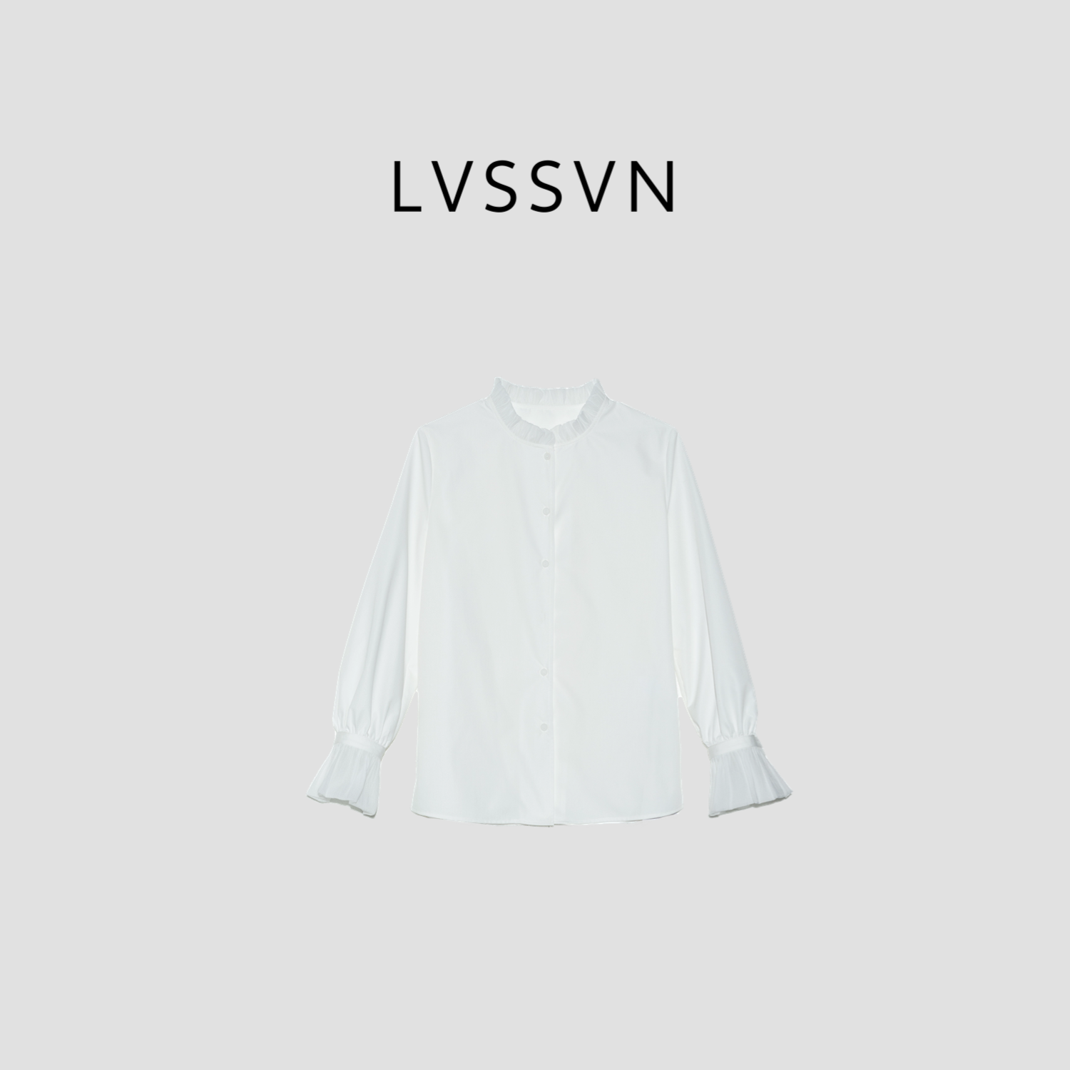 LVSSVN/露裳2025 法式宫廷柔白纱质木耳边女士衬衫X-30923