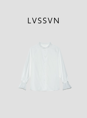LVSSVN/露裳2025 法式宫廷柔白纱质木耳边女士衬衫X-30923