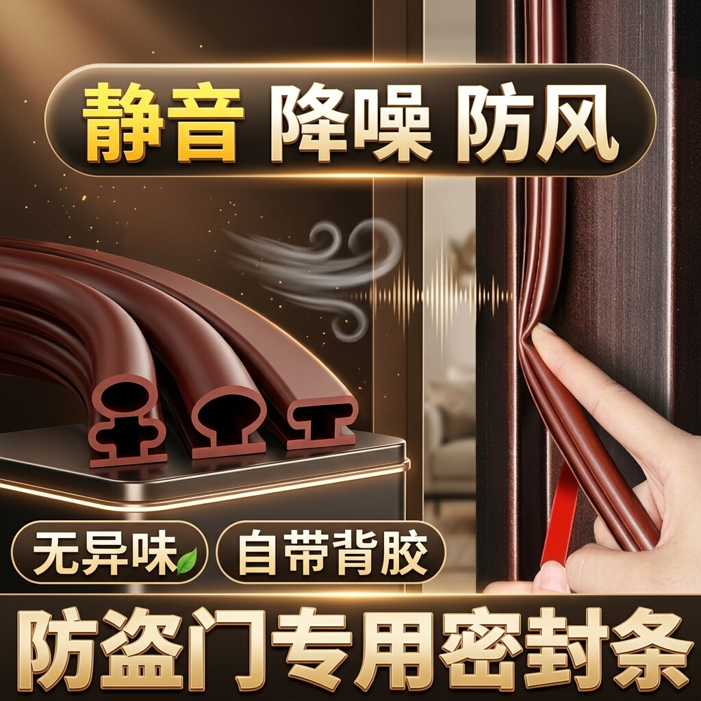 防盗门密封条防风隔音胶条超静音缝隙充门框边入户房卧室填塞神器