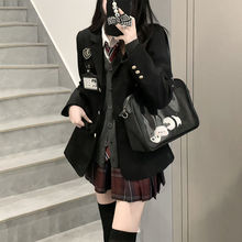 原创jk制服套装女秋冬款正版学院风校供格裙子针织开衫叠穿一整套