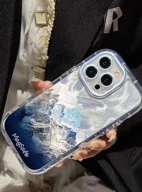 白昼雪山羽纱泡芙适用小米15pro手机壳红米k80/k70镜头全包小米14软硅胶k6050卡通女note13/12pro防摔保护套