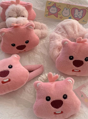 Loopy小海狸掰掰夹露比抓夹心发夹刘海夹碎发夹毛绒发绳发饰TZ13