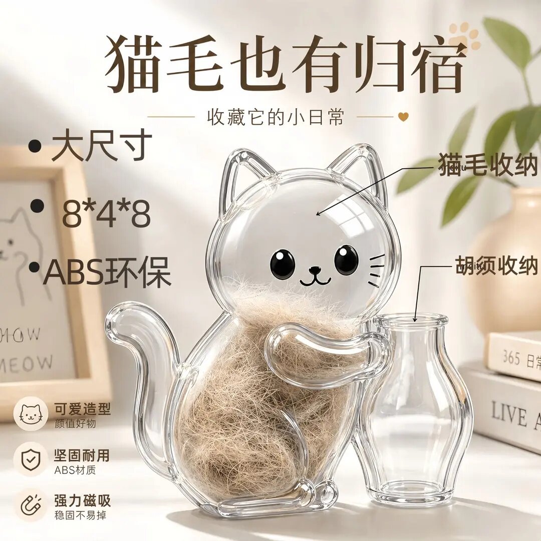高品质大号猫咪胡须收纳冰箱贴