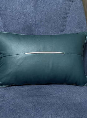 科技布抱枕轻奢长方形腰枕橙色客厅皮沙发腰靠垫枕头靠枕套不含芯