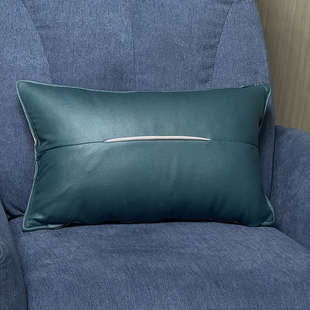 科技布抱枕轻奢长方形腰枕橙色客厅皮沙发腰靠垫枕头靠枕套不含芯