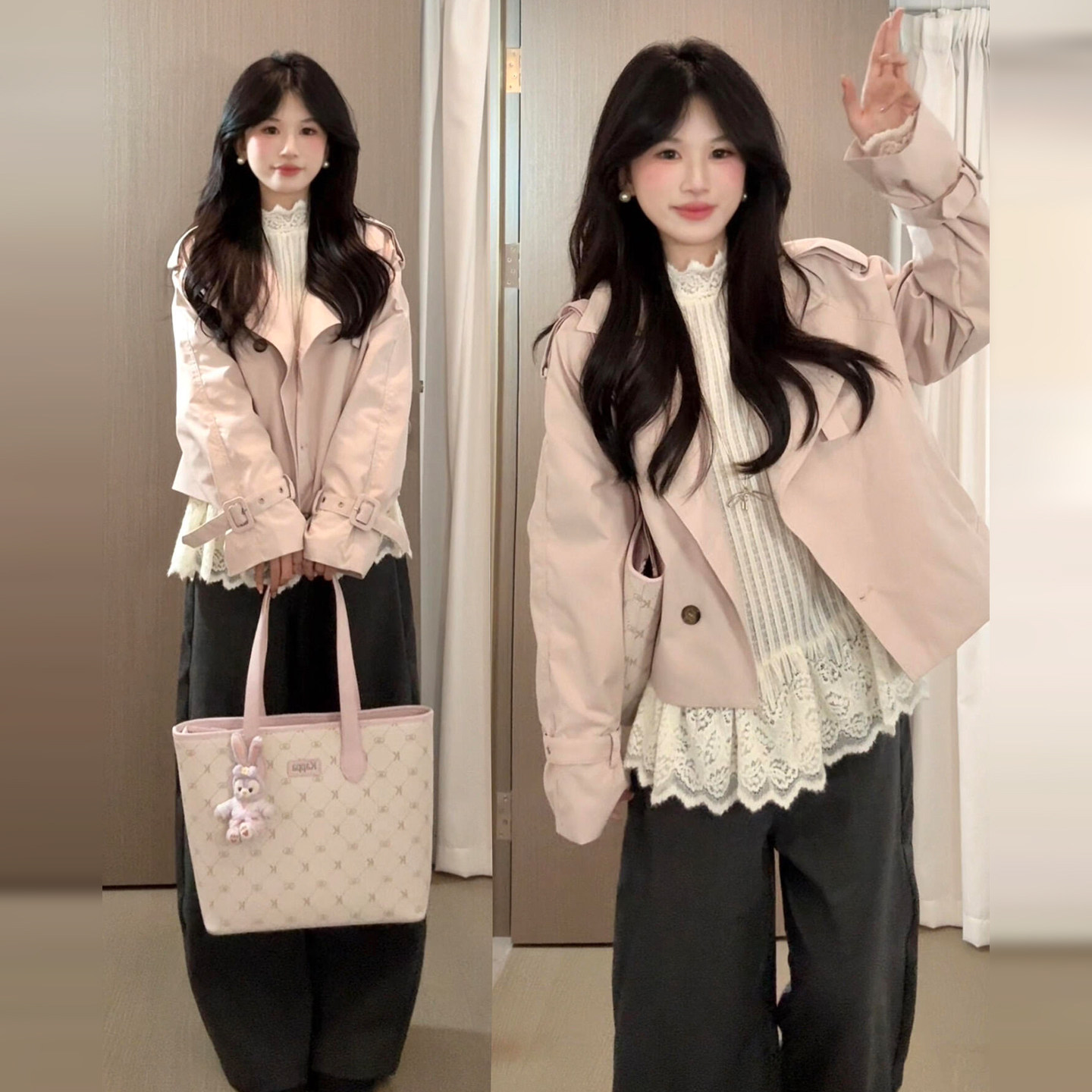 粉色短款立领夹克外套女2025新款韩系复古早秋季穿搭高级感上衣