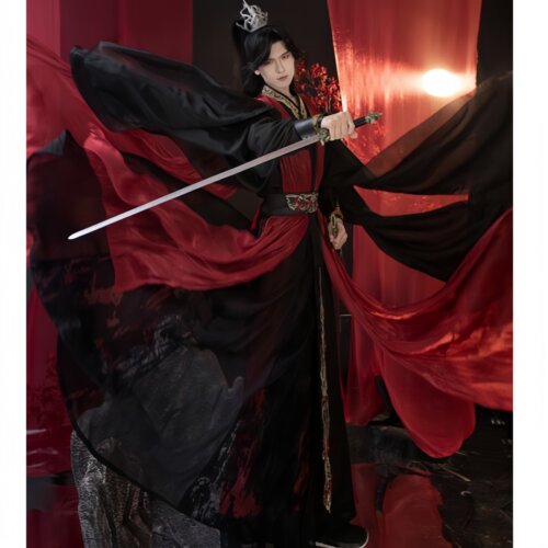 书禹「玄绛」新款黑红酷飒汉服男女款cos服飘袖蔽膝侠客飘逸披风