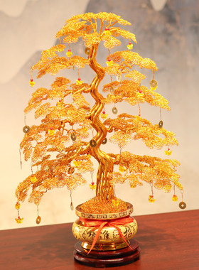 发财树纯手工编织摇钱树工艺品家居装饰乔迁新居开业礼品招财摆件