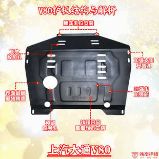 上汽大通V80发动机下护板 V80改装专用车底护板底盘防护板挡泥板