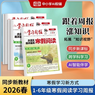 学习周报大语文趣读画报寒假阅读2026版寒假阅读报1-6年级预备新年级寒假假衔接知识拓展同步教材一周一练阅读训练期刊报纸