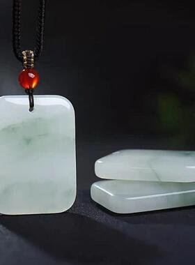 天山翠吊坠平安无事牌天然新疆金丝玉石平安扣面包牌玉坠子