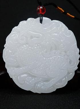 白玉麒麟吊坠天然玉石瑞兽玉坠男女汉服腰配玉佩压襟大气项链挂件