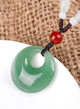 巴西东陵玉偏心扣吊坠 男女款饰品绿色东陵平安扣玉佩挂件项坠