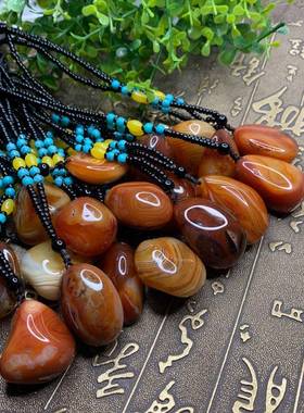 马达加斯加缠丝玛瑙原石天眼象形小手把件摆件吊坠缠丝玛瑙毛衣链