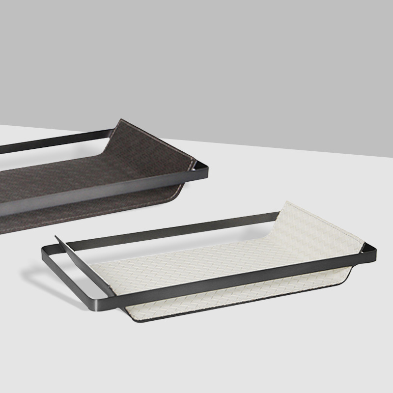 高级皮革+金属兜篮托盘摆件售楼