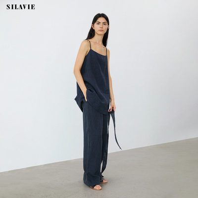 SILAVIE度假风条纹吊带抹胸上衣