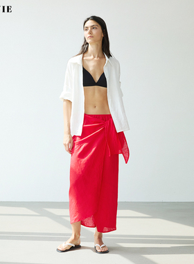 SILAVIE原创定制面料系带半裙女浪漫法式度假风长裙