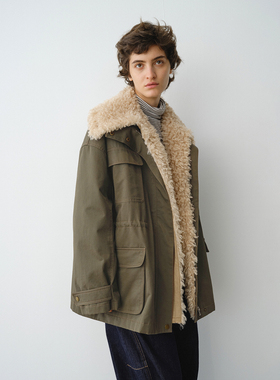 【吴昕同款】【张俪同款】SILAVIE 茜拉薇可拆卸羊羔毛棉服巴恩风