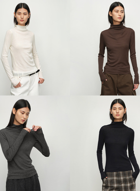 SILAVIE轻薄‘0’压感可机洗五五高领羊毛修身显瘦长袖内搭打底衫