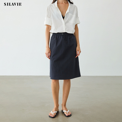 SILAVIE松紧腰显瘦百搭A摆半裙