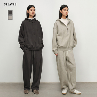 连帽半拉卫衣立体弧形休闲裤 SILAVIE宽松长袖 套装 博主同款