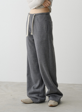 SILAVIE 秋冬时尚百搭松紧休闲宽松抽绳厚通勤简约卫裤