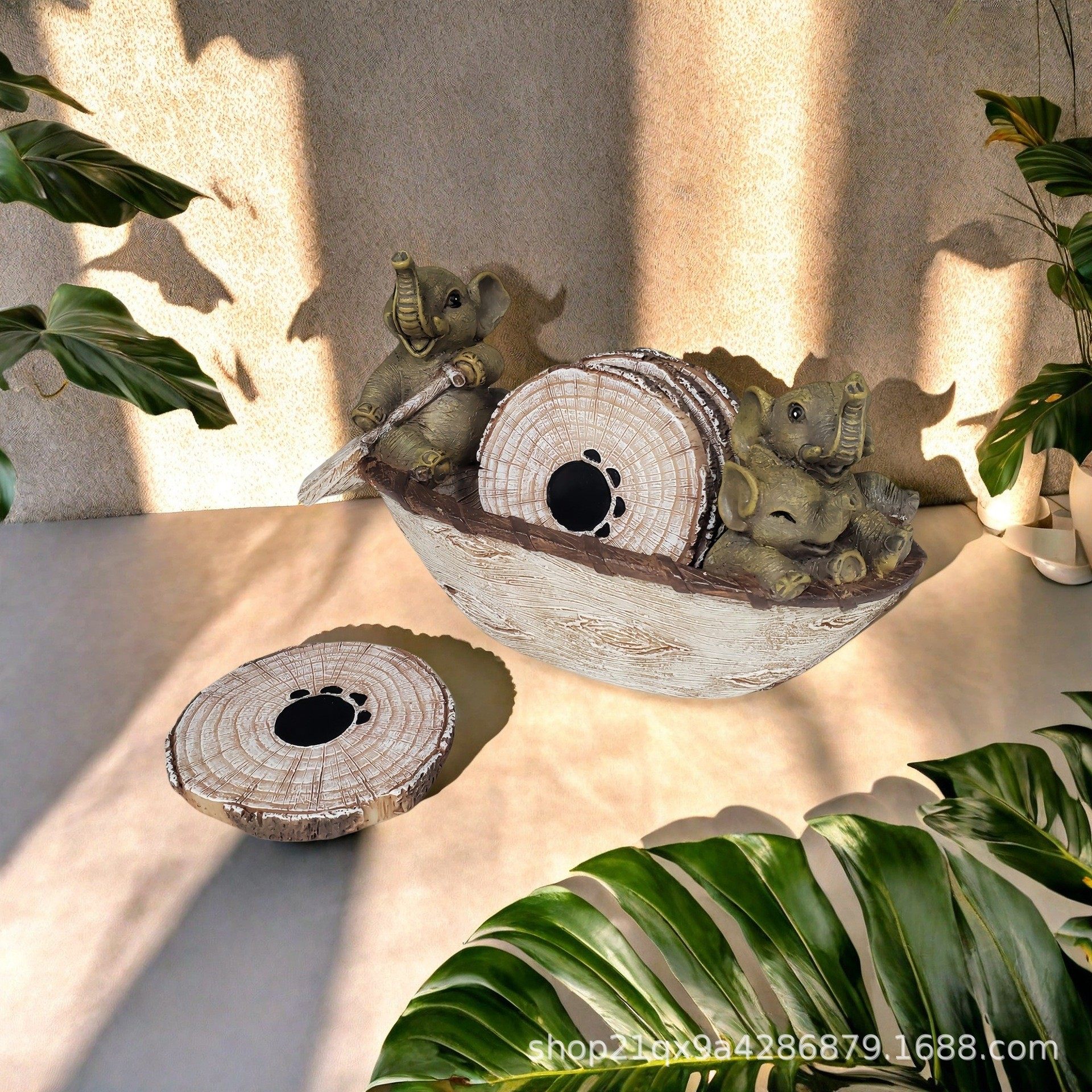 创意新款大象划船收纳杯垫装饰品摆件客厅书桌装饰品多功能摆件,家居饰品,户外/庭院摆件,淘宝优惠券,粉丝福利购,淘宝优惠卷