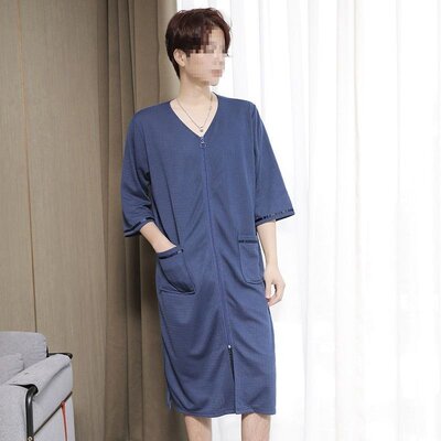 睡裙男秋冬季法兰绒冬天加厚珊瑚绒一体式睡衣男士连衣裙长款睡袍