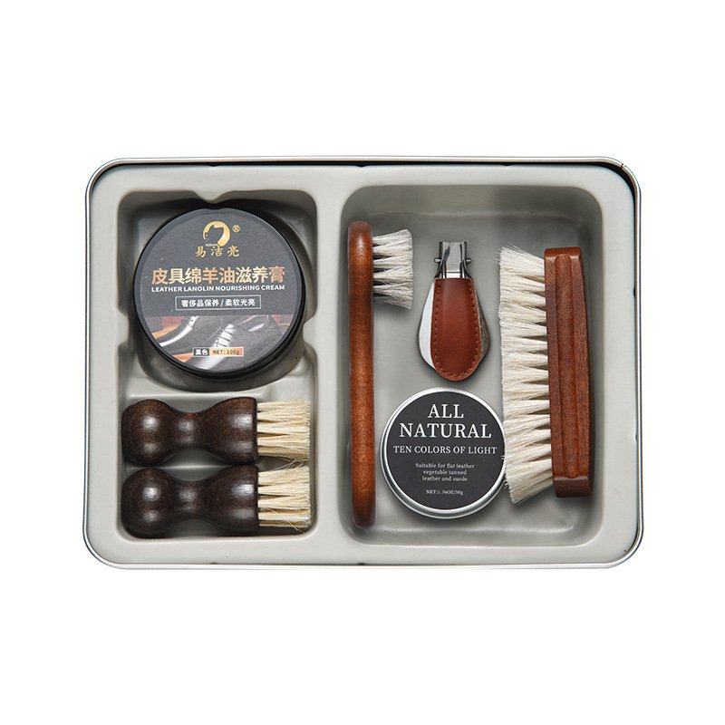 花梨木白马鞋子毛刷貂油绵羊油皮革护理9件套鞋油鞋刷鞋油套装,居家日用,鞋刷/鞋擦,淘宝优惠券,粉丝福利购,淘宝优惠卷