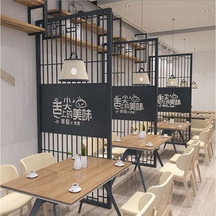 工业风餐厅屏风隔断办公室双面铁艺落地屏风多色休闲娱乐室隔断架