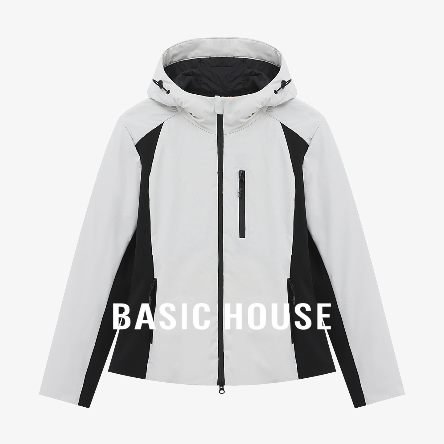 Basic House/百家好工装高领鹅绒服女冬2025新款撞色休闲运动外套