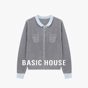 女通勤百搭显瘦长袖 百家好华夫格肌理针织开衫 外套女 House Basic